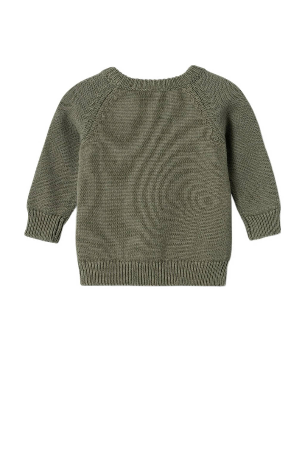 NAME IT baby gebloemd vest olijf groen/wit/roze
