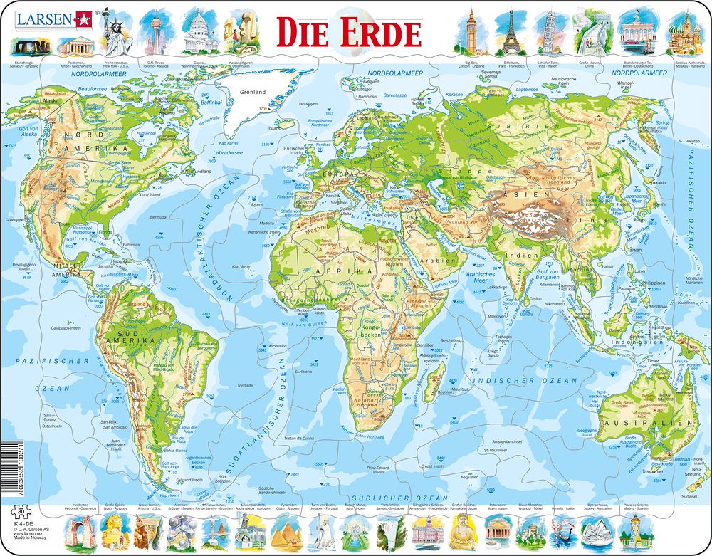 Larsen Puzzle Puzzle - Die Erde (physisch)