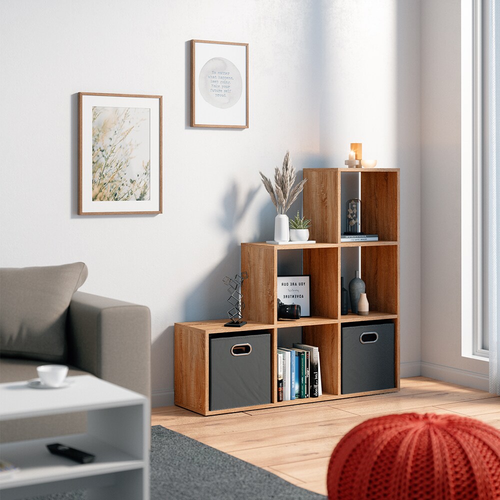 VICCO Treppenregal 6 Fächer Eiche Sonoma - Raumteiler Raumtrenner Bücherregal