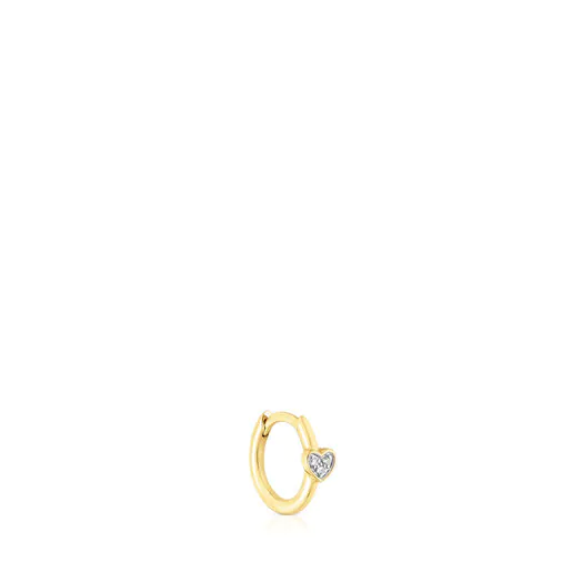 Brinco de argola em formato de coração, 1/2, em ouro e diamantes, para o Dia dos Namorados.