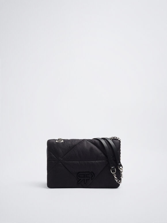 Bolsa matelassada com corrente - Preta