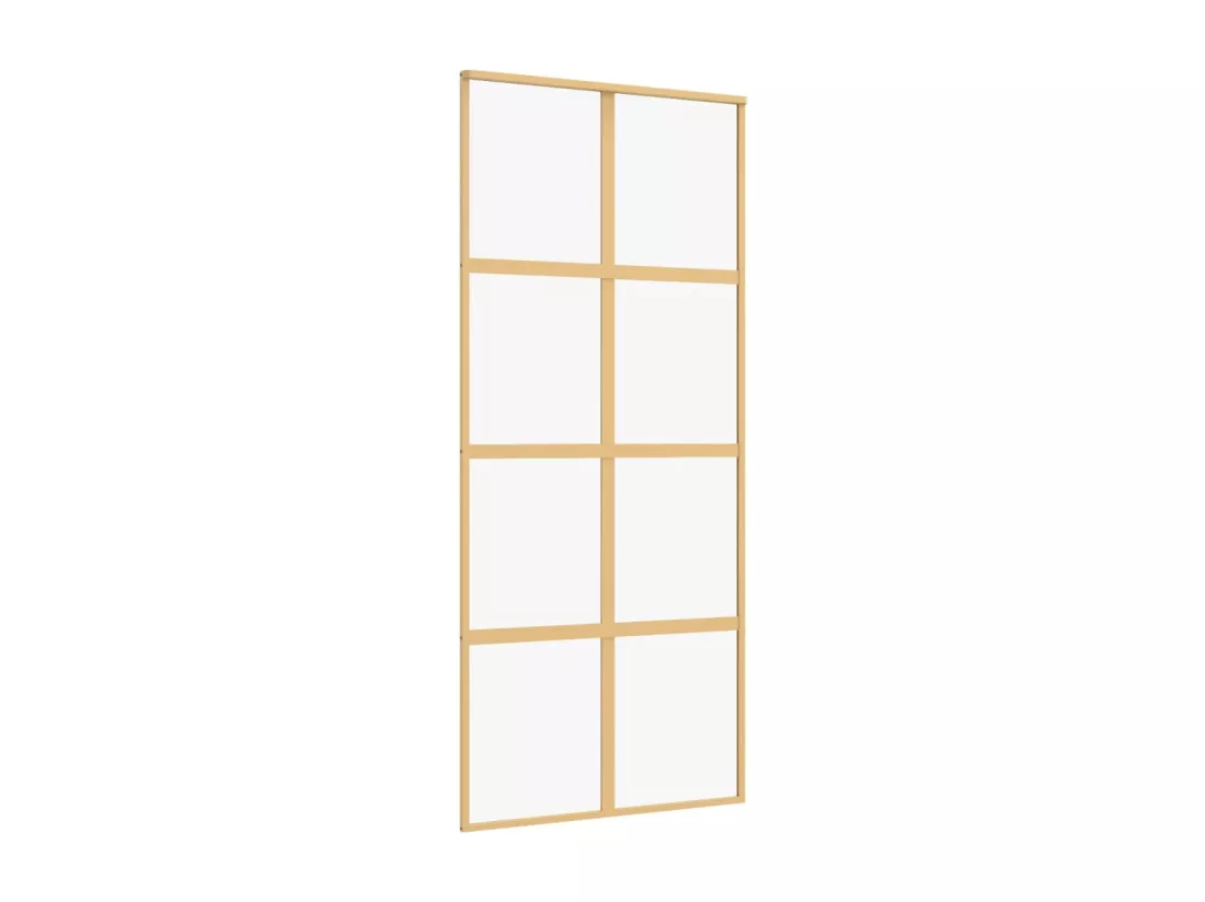 Porte coulissante doré 90x205 cm verre ESG clair et aluminium