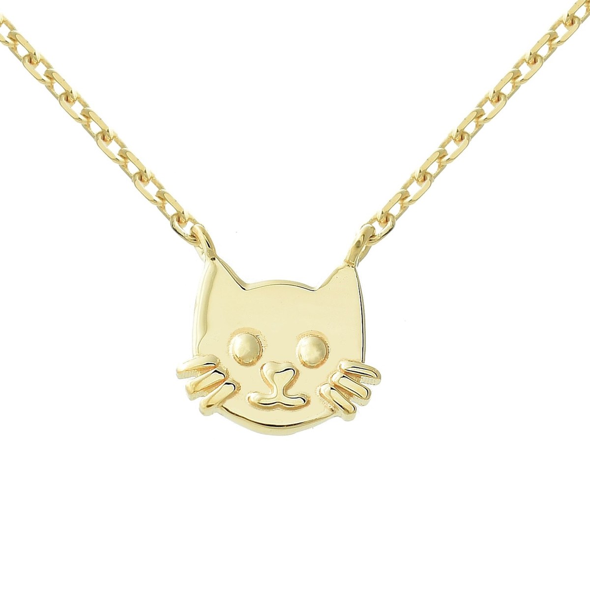 Collier tête de chat Plaqué OR 750 3 microns