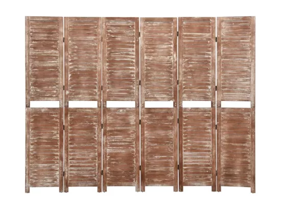 Cloison de séparation 6 panneaux Marron 210x165 cm Paulownia