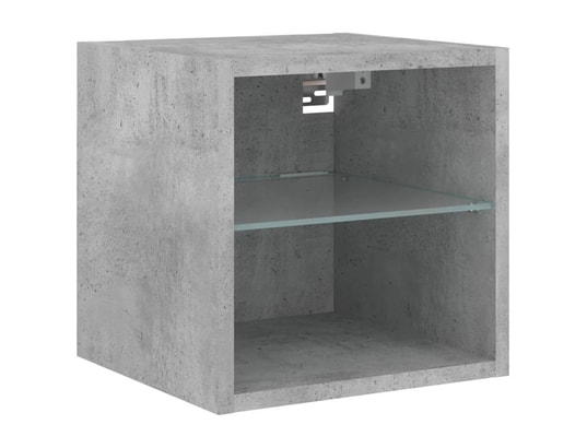 VIDAXL - Elément suspendu Meuble tv mural avec lumières led gris béton 30x28,5x30 cm