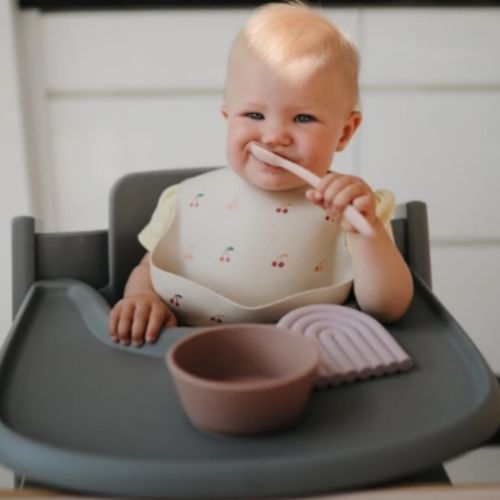 Mushie siliconen babylepels blush & shifting sand - 2st
