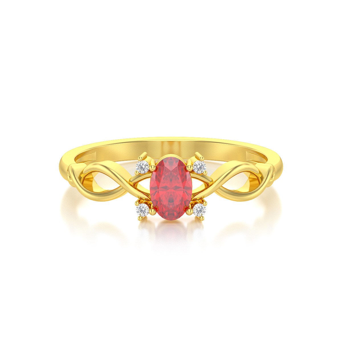 Bague ADEN Or 585 Jaune Rubis et diamants 1.85grs