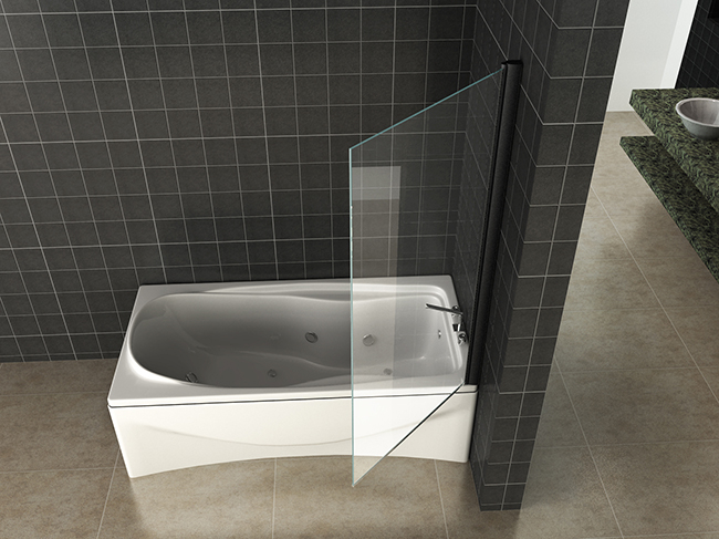 Mueller Dano badwand mat zwart 80x150cm
