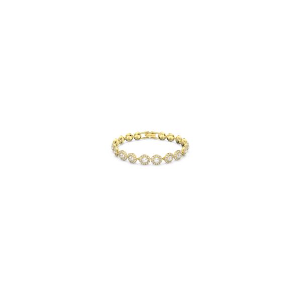 Swarovski Pulseira Angelic Lapidação Redonda Pavé Média Branca Lacado a Dourado