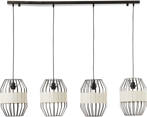 Hanglamp, 4-lichts, HxBxD 120x115x20 cm, zwart/naturel