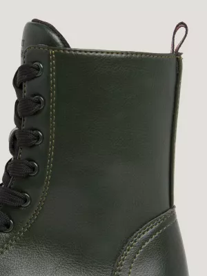 Bota de motociclista com cadarço e sola robusta