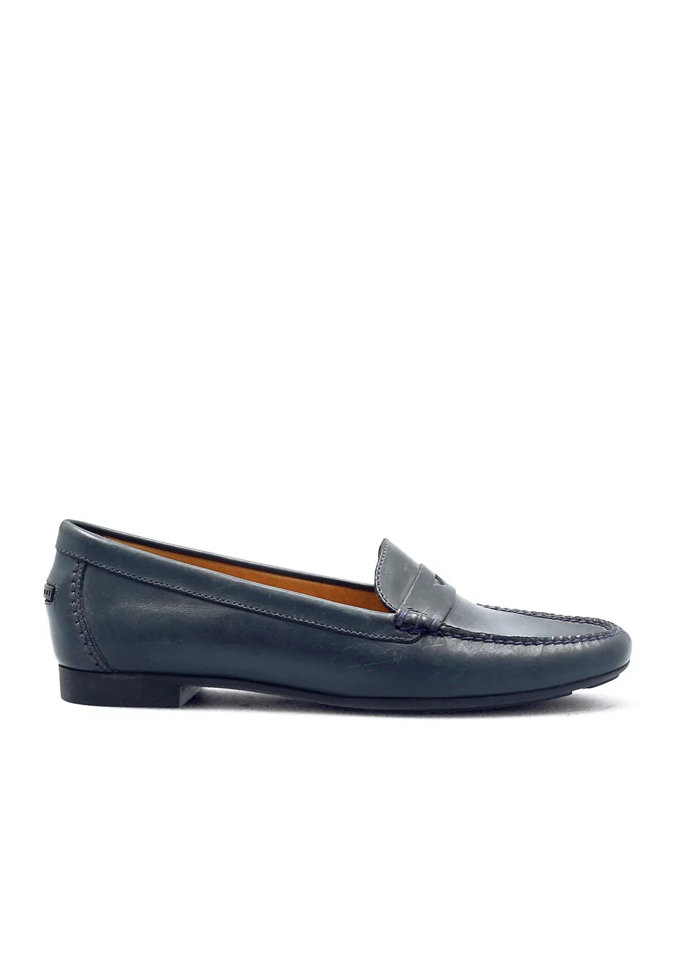MOCASSIN SIMPLE ROUND CUIR BLEU