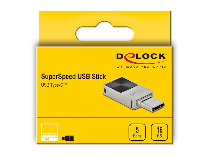 Delock USB-Stick Mini 3.2 Gen 1 16 GB Delock Mini USB 3.2 Gen 1 USB-C Speicherstick 16 GB – Metallgehäuse