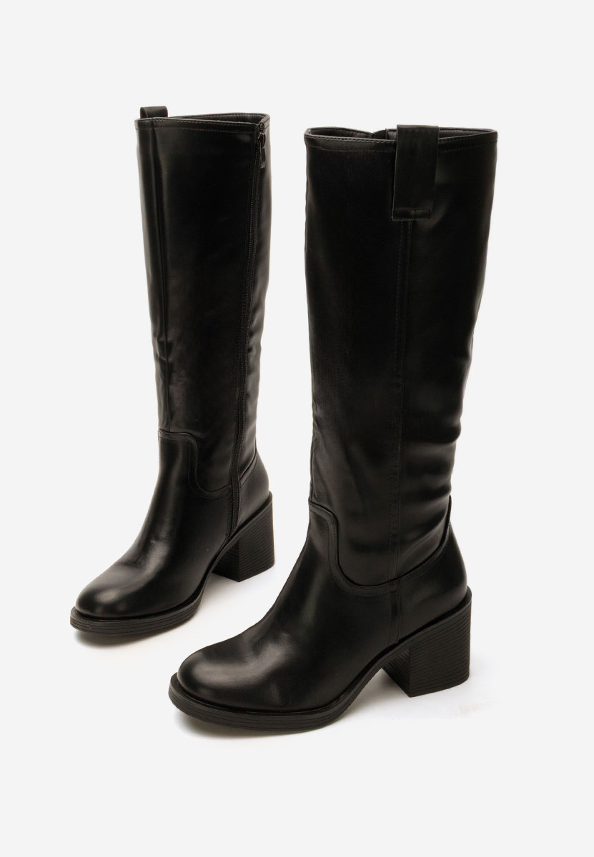Bottes à talon carré noirs Yoana
