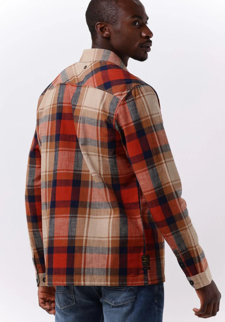 PME LEGEND bruine pme legend casual overhemd long sleeve shirt ctn yd slub check