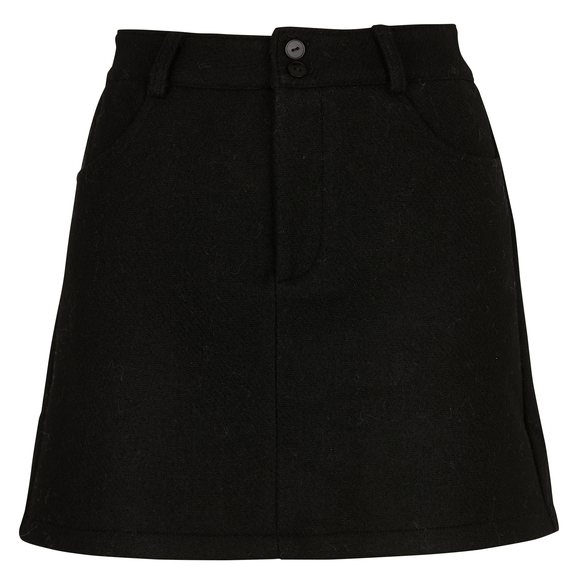 Jupe droite en laine | Noir