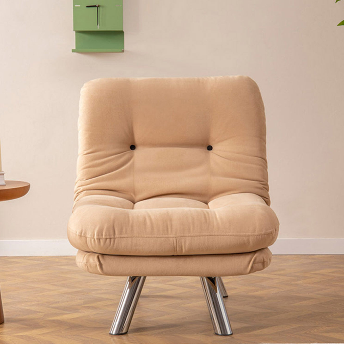 Homitis Fauteuil convertible pouf Misa crème - 120x68x26 cm