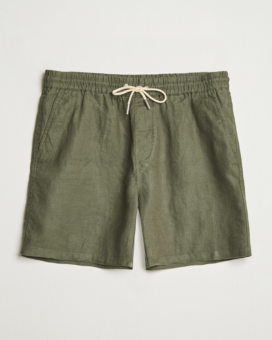 NN07 Gregor Linen Drawstring Shorts Croc Green