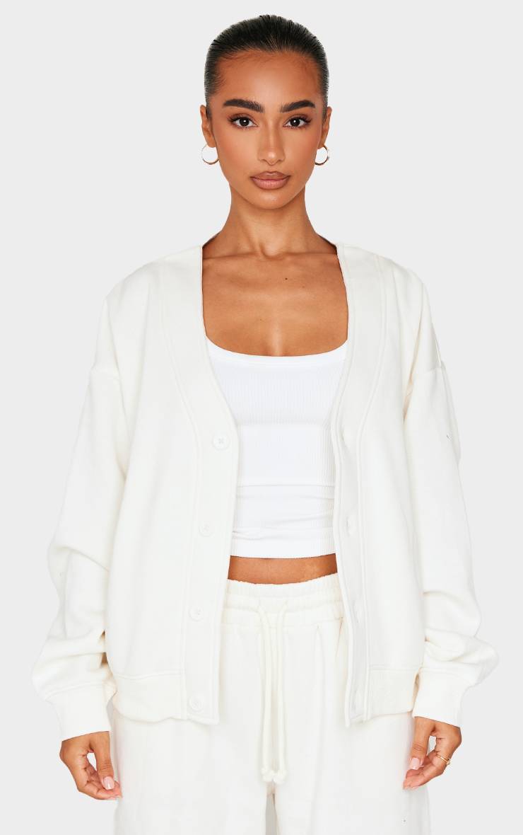 Crème Sweat Petite Avec Boutons Et Poches Latérales