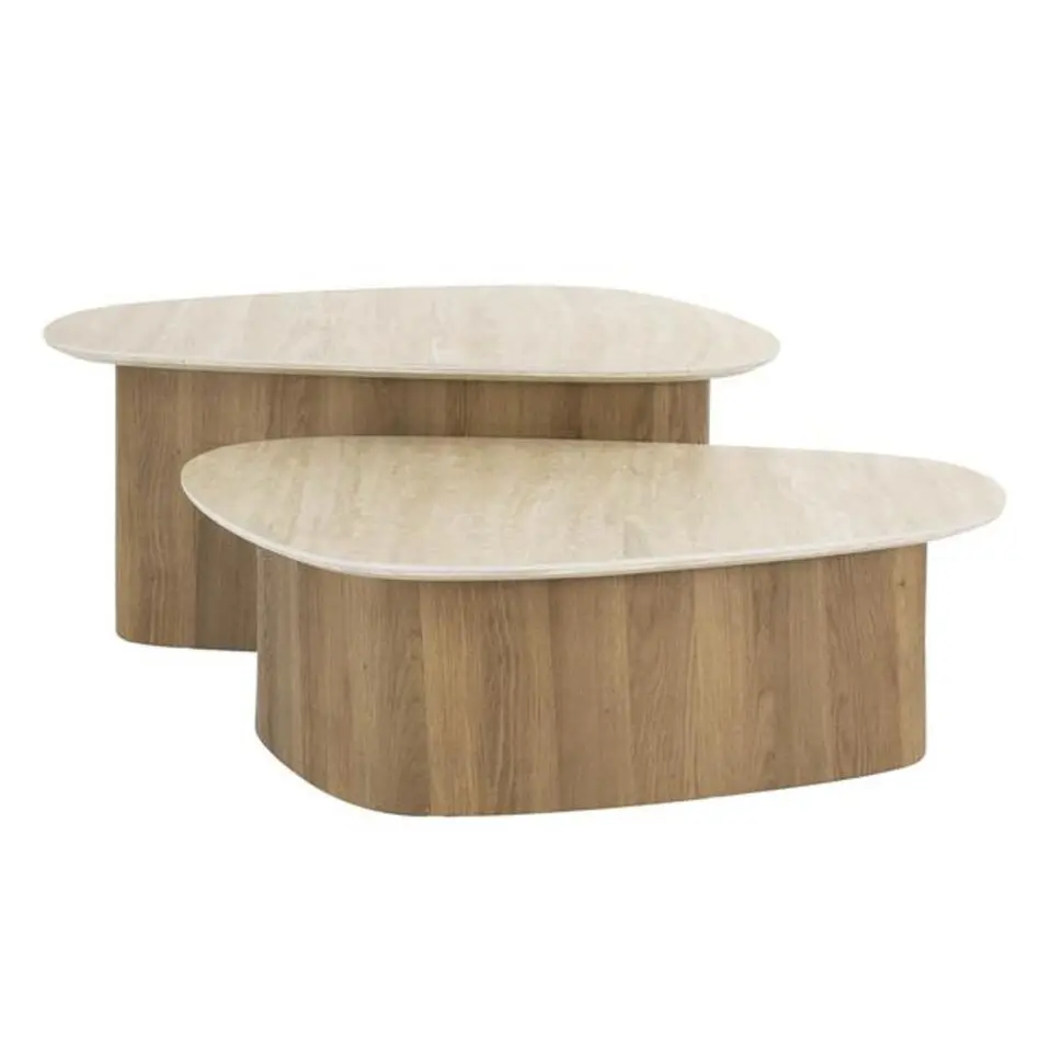 Hoyz Collection - Salontafel Romano Driehoekig - Keramisch Travertin - Set van 2