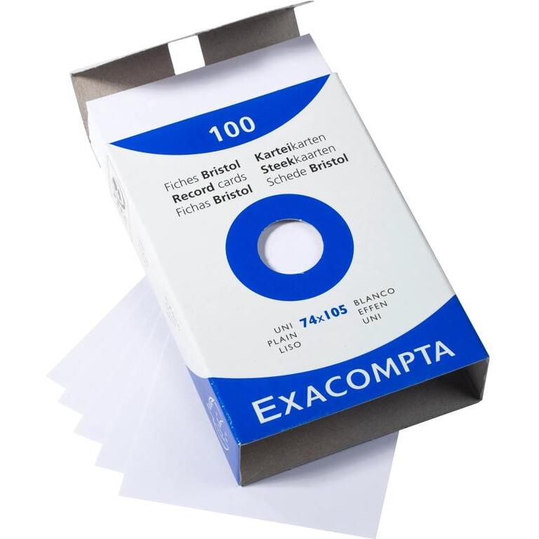 Étui de 100 fiches - bristol uni non perforé 74x105mm - Blanc