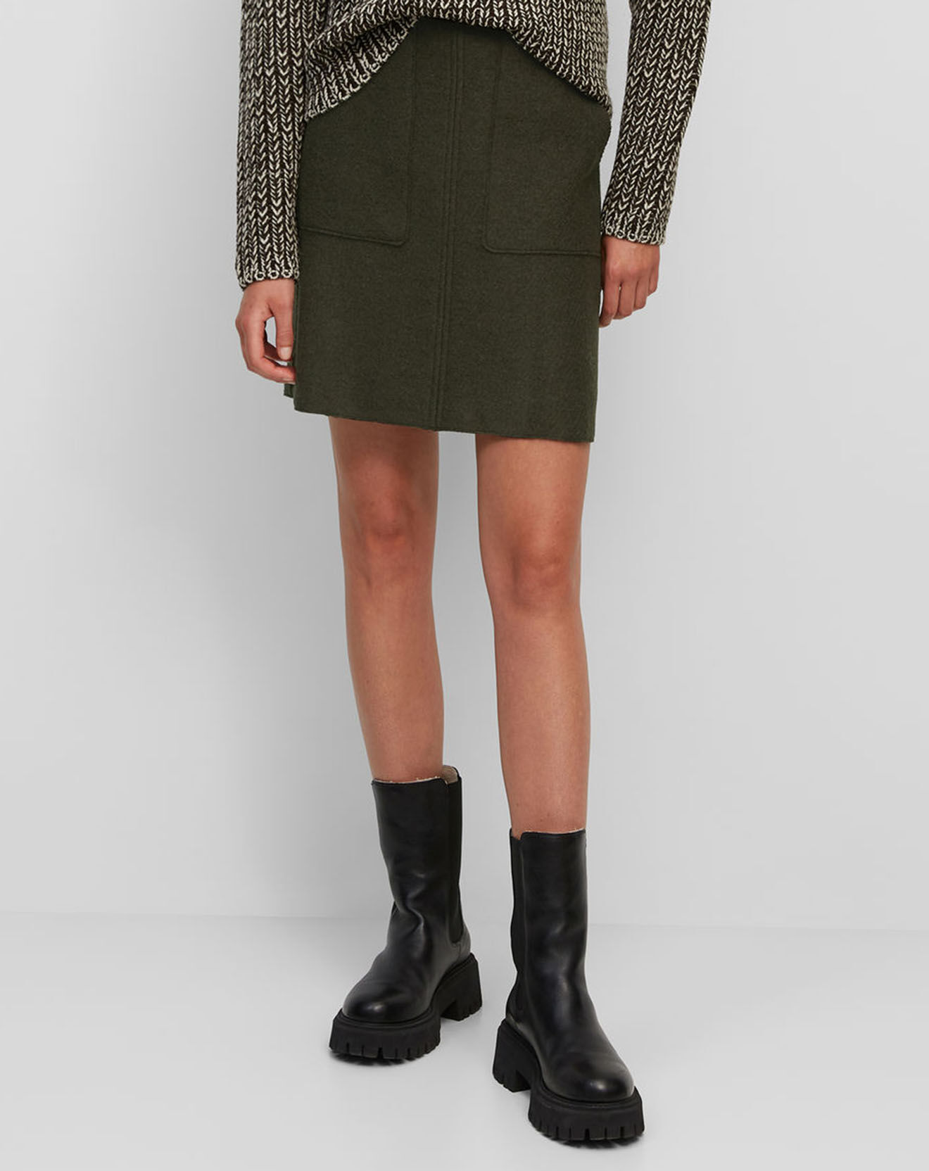Marc O'Polo Jupe en 100% Laine vierge bouillie marron foncé