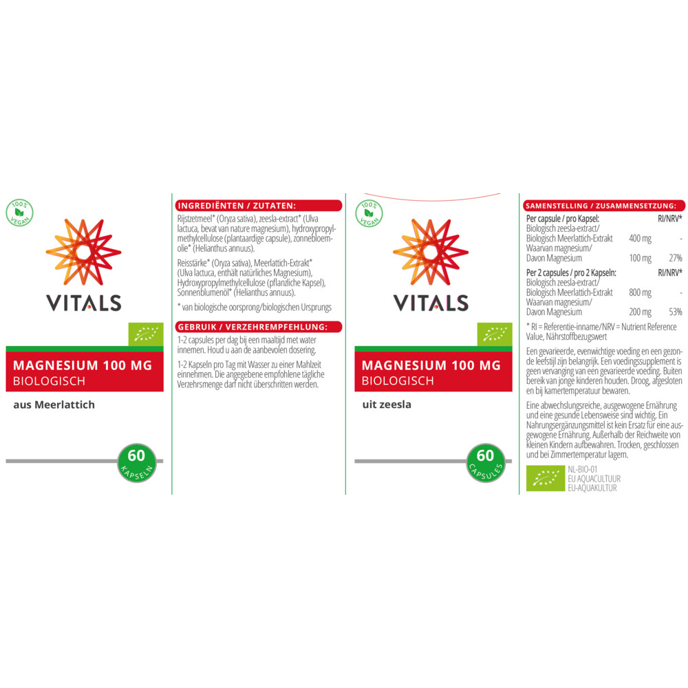 Vitals Magnesium Biologisch 100mg60 capsules