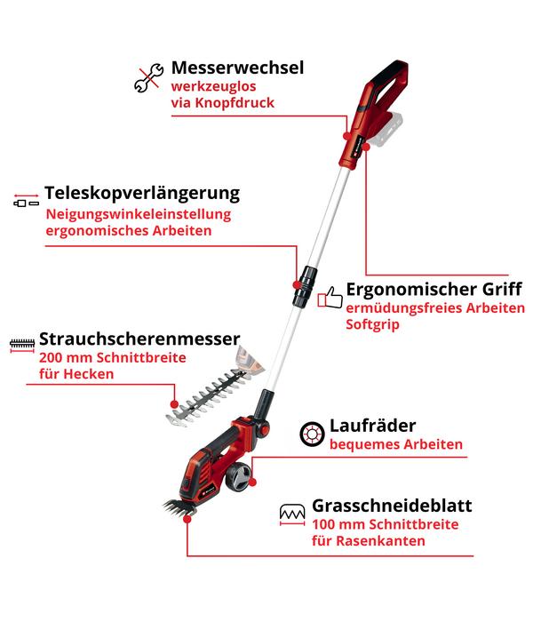 Einhell Akku-Gras- und Strauchschere GE-CG