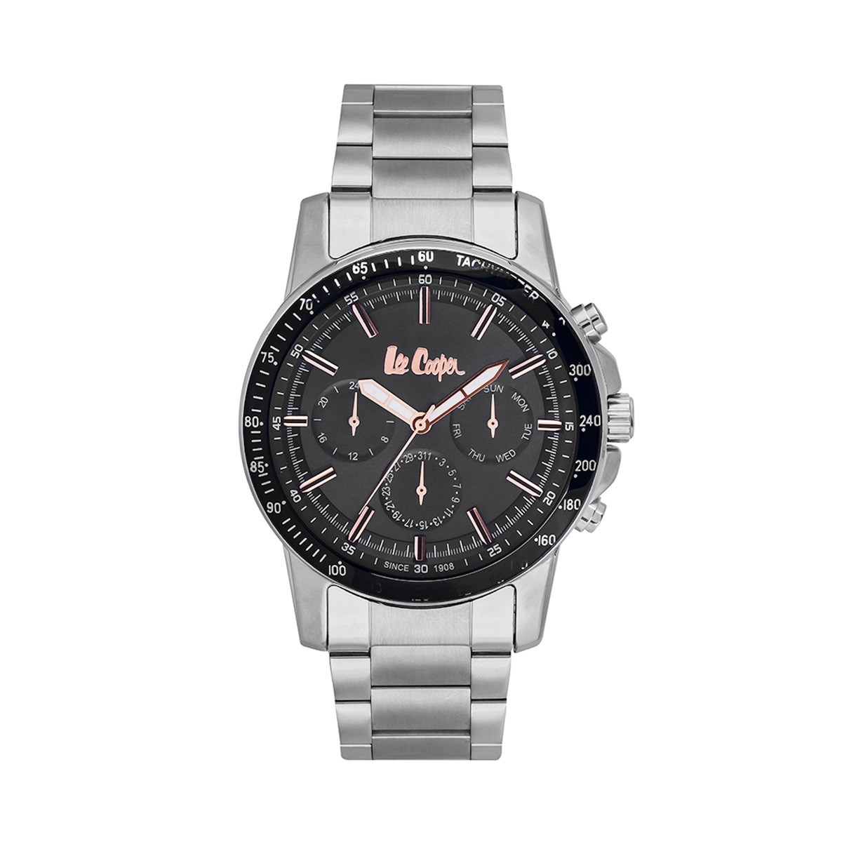 Montre analogique multifonctions jour date bracelet métal
