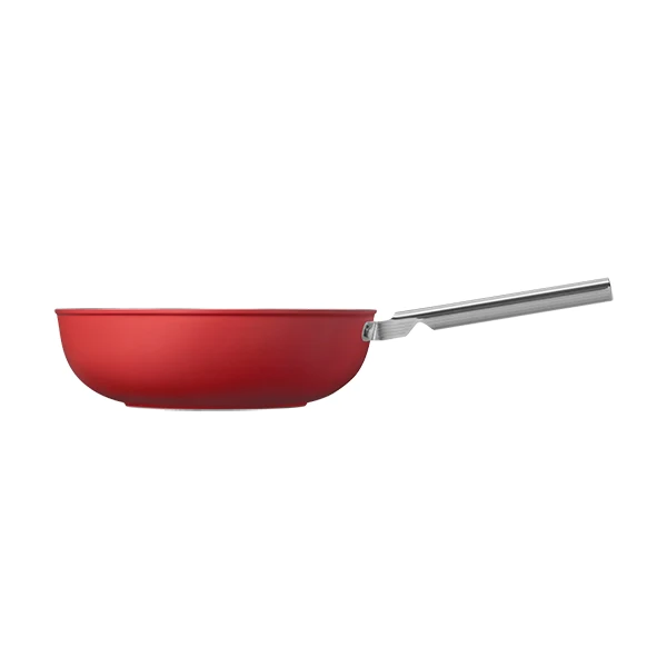 Wok aluminium antiadhésif 30 cm rouge mat Smeg