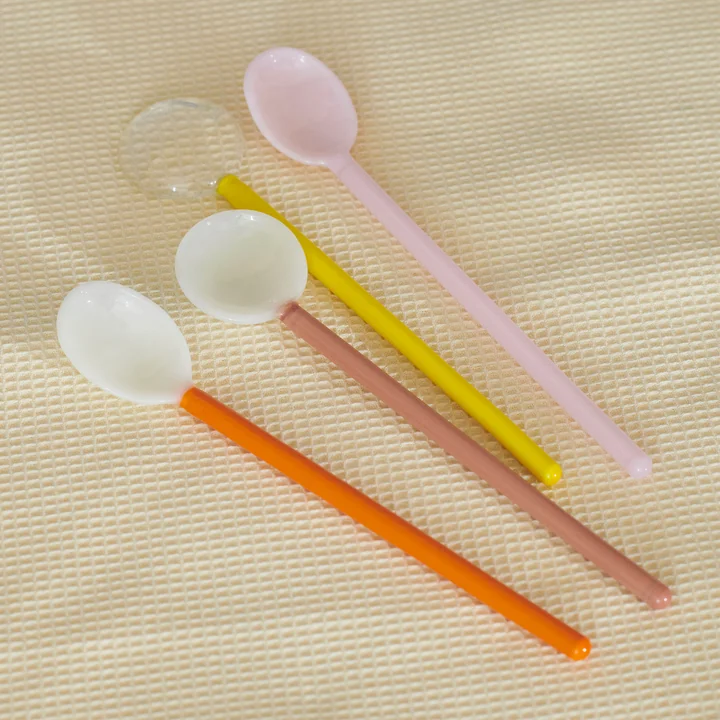 HAY - Glas-Löffel im Set, duo, hellrosa / hellorange (2er-Set)
