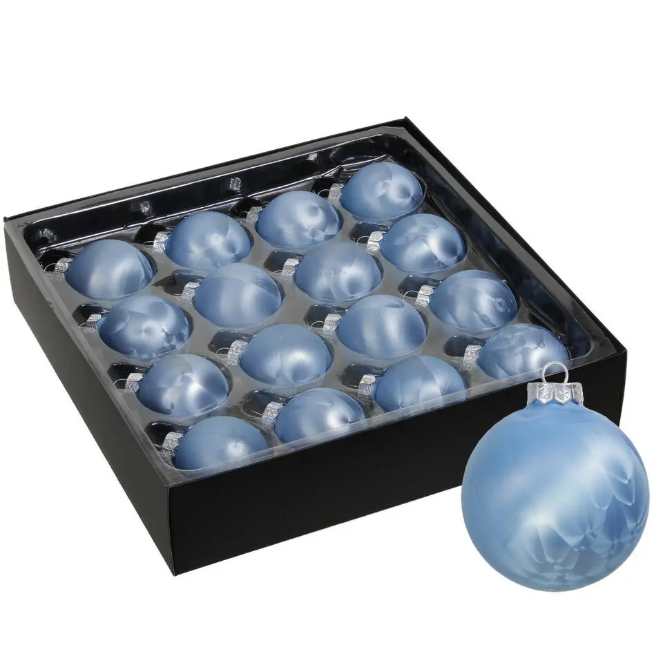 Othmar Decorations Luxe kerstballen - 16x -4 cm - blauw -glas
