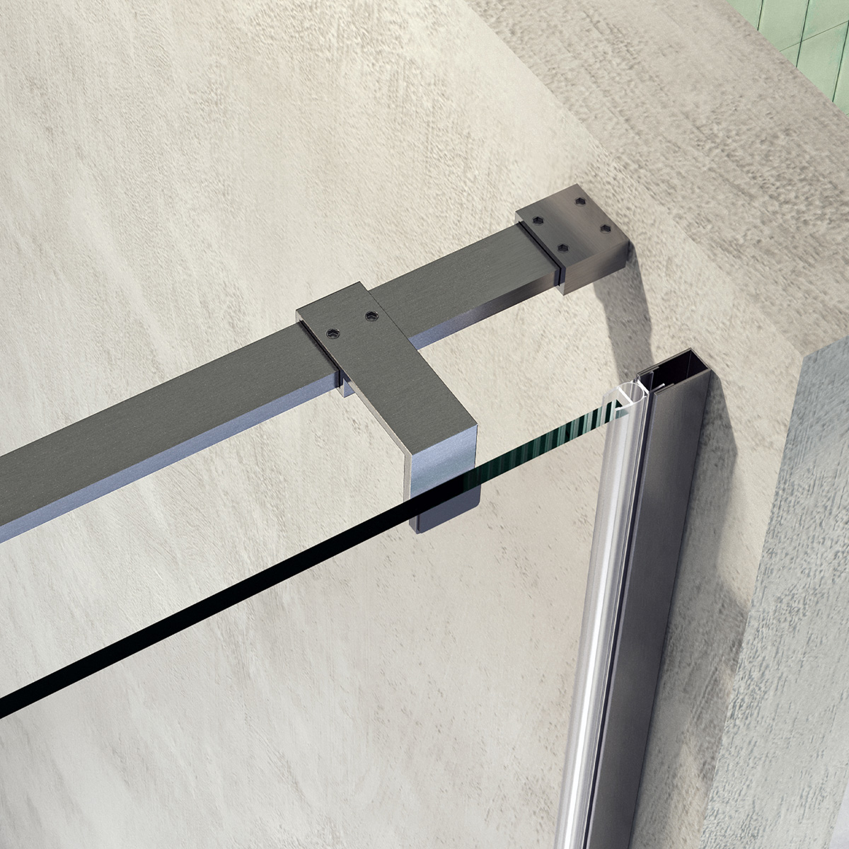 Brauer Stellar nisdeur met vaste wand 88.5-100cm RVS geborsteld PVD