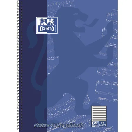 Oxford Noten-Collegeblock A4, Lineatur 14, 50 Blatt, Optik Paper®