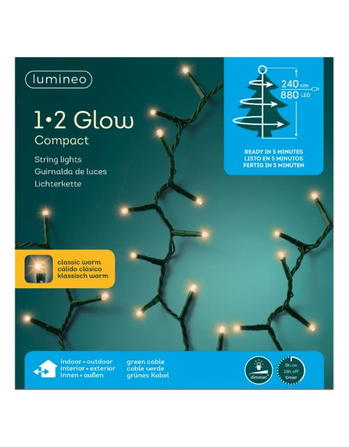 Lumineo 1-2 Glow Compact Lights - Decoratie - 240 cm Groen 880 led 8 Strengen