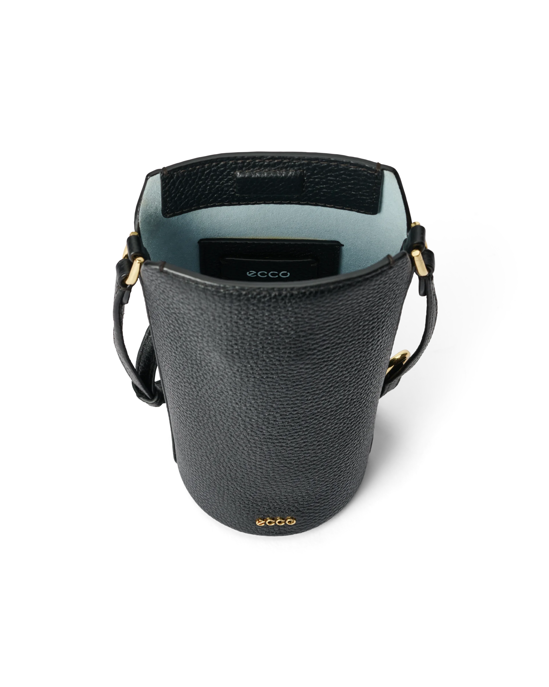 ECCO Pot Bag Umhängetasche aus Leder Schwarz 20,5X13,5X9,5 cm