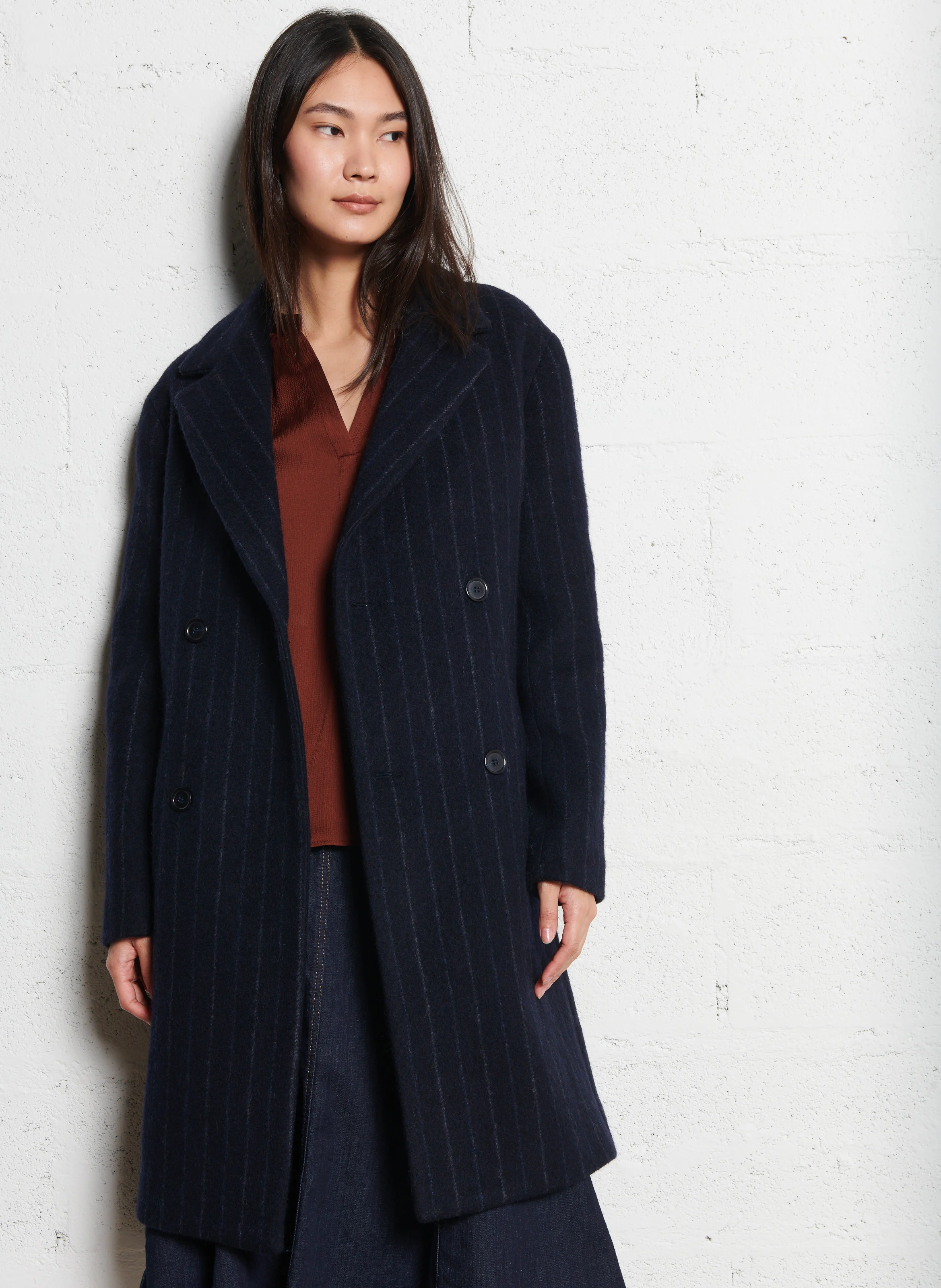 MARLEY - Manteau droit en laine mélangée | Bleu