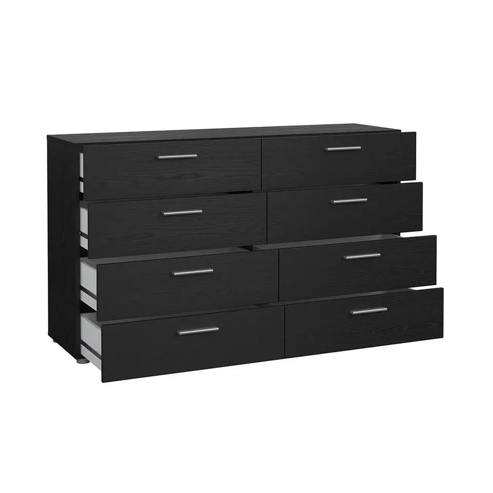 Hioshop Pepe kommode 8 lades zwarte structuur