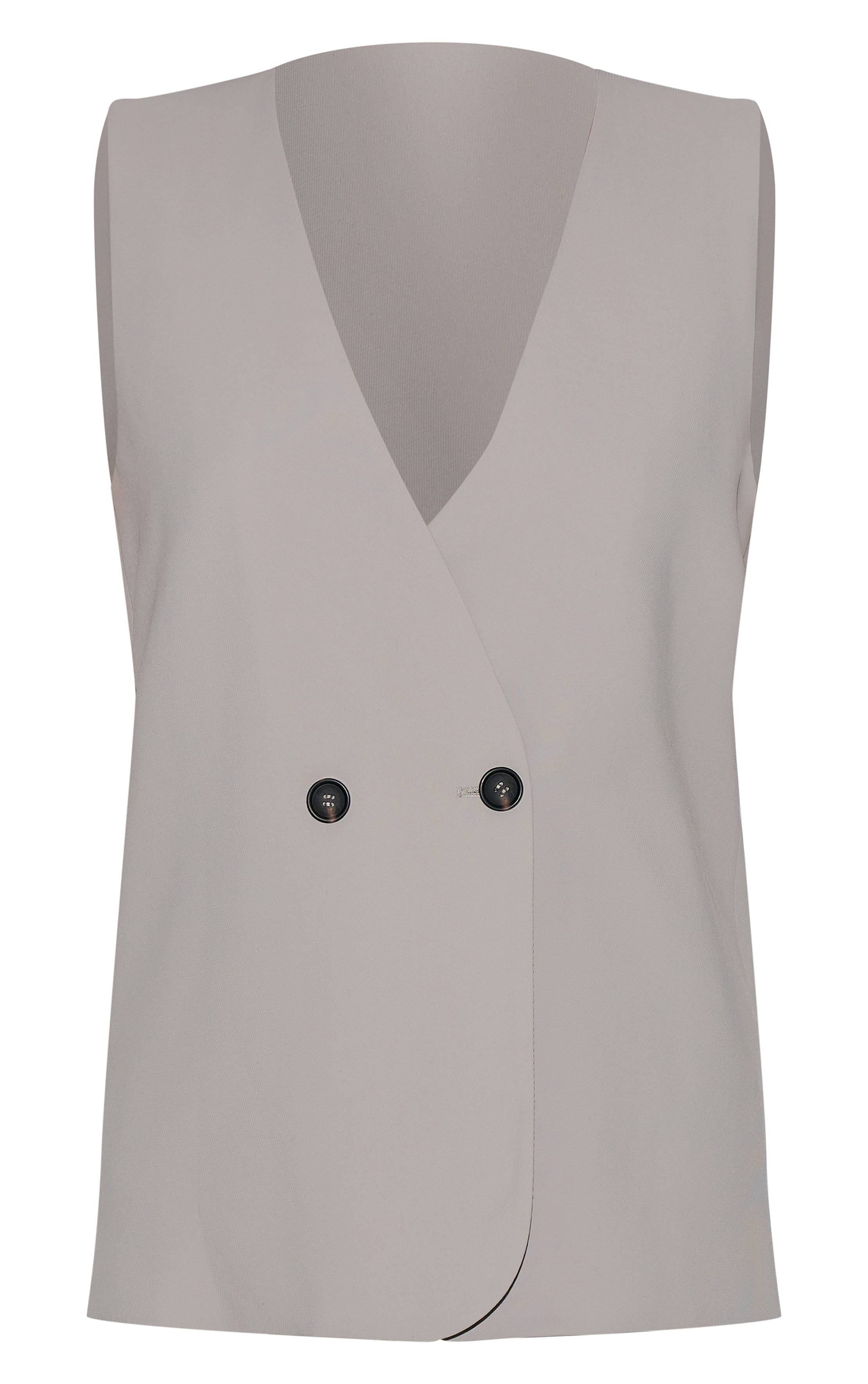Gris Cendré Gilet Long Oversize Coupe Boxy