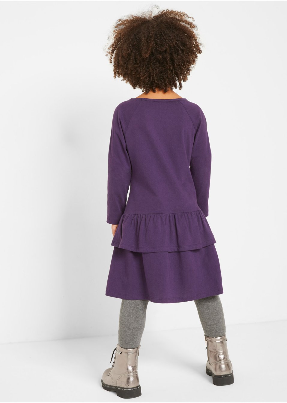 Robe en jersey fille avec coton et volants