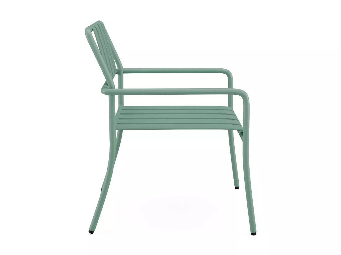 Lot de 2 fauteuils de jardin empilables en métal - Vert amande - BIRMOS de MYLIA