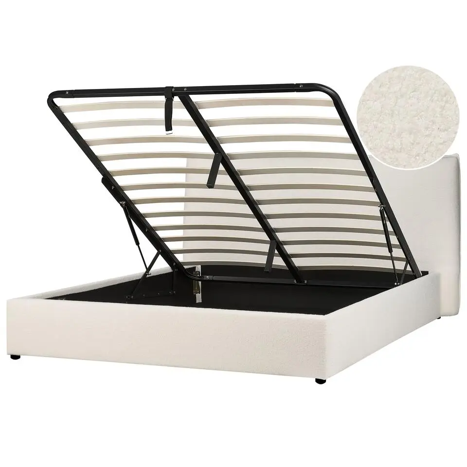 LAVAUR - Bed met opbergruimte - Off-white - 160 x 200 cm - Bouclé