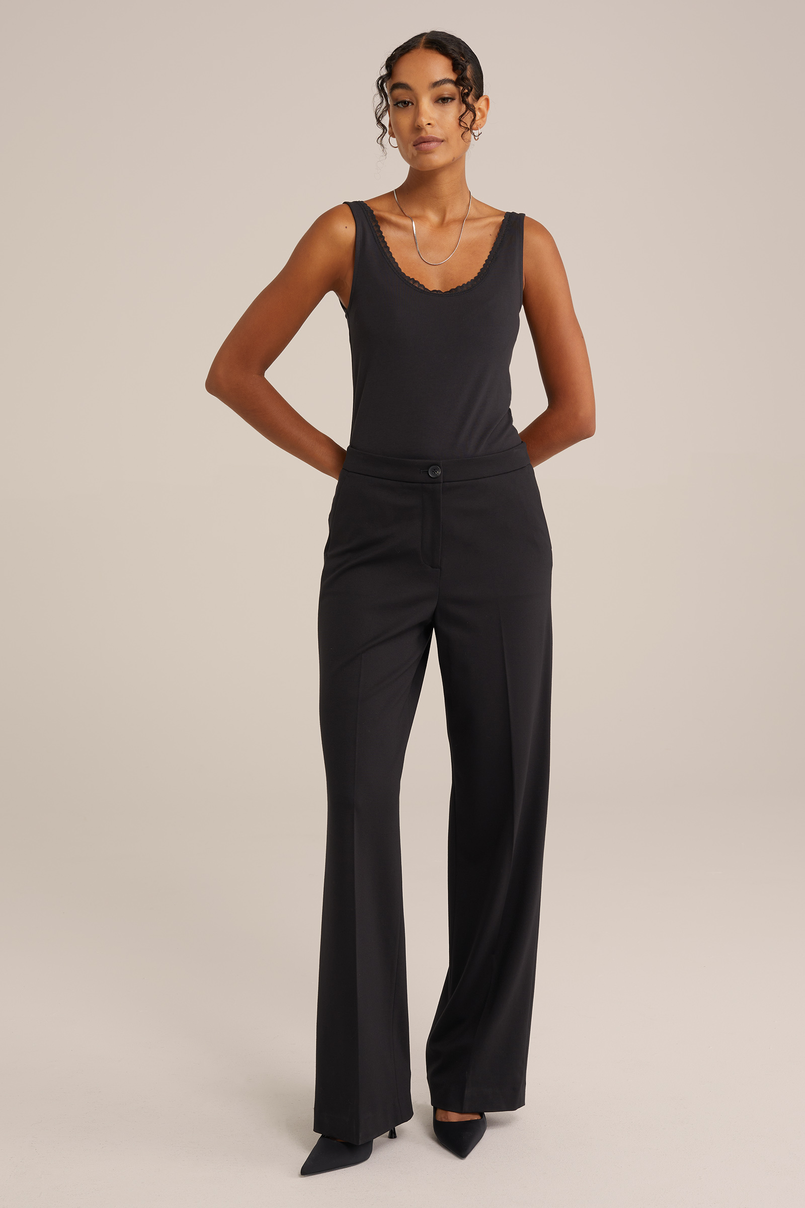 singlet met kant WE Fashion Zwart