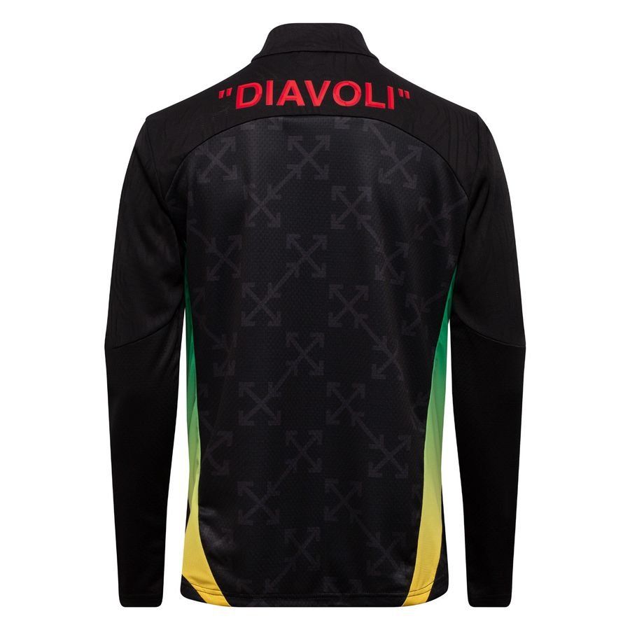 Milan AC X Off-White Maillot d'Entraînement Avant-Match Fermeture Éclair 1/4 - Noir/For All Time Red ÉDITION LIMITÉE
