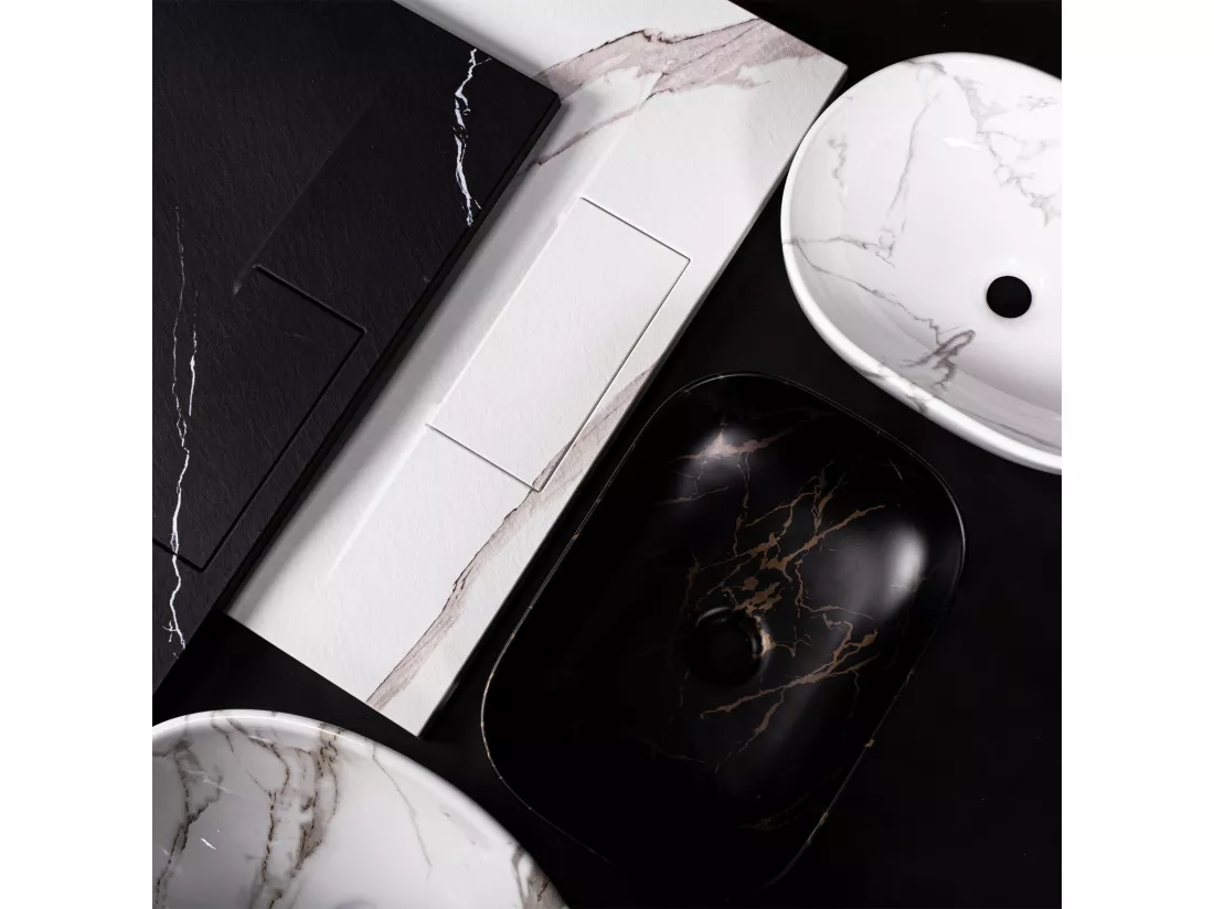 Vasque Autoportante Rea Aris Marble White