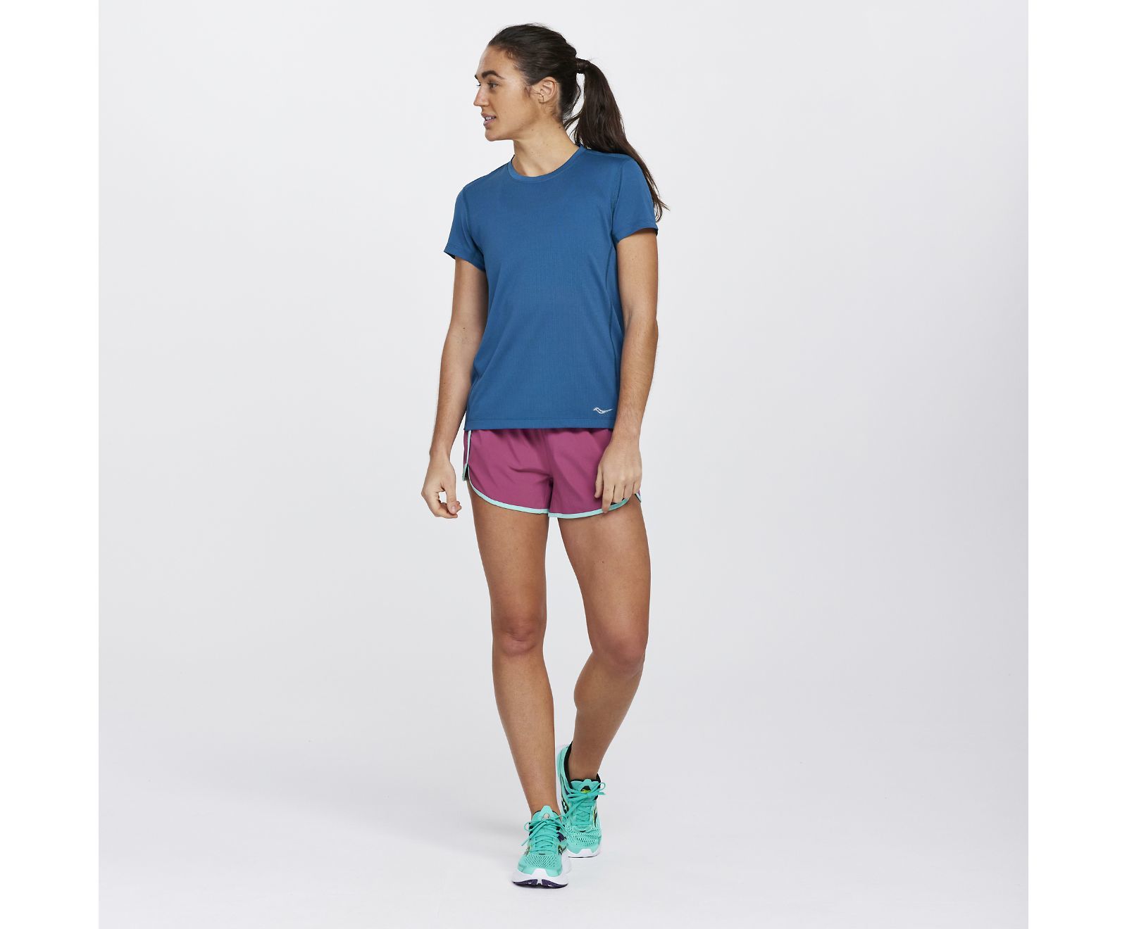 Saucony Stopwatch Hardloopshirt Korte Mouwen Blauw Dames