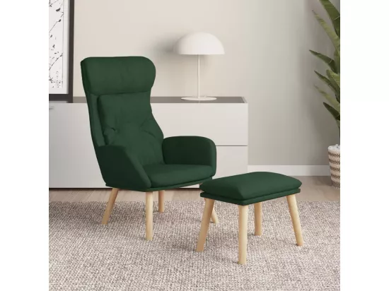 Chaise de relaxation avec repose-pied Vert foncé Tissu