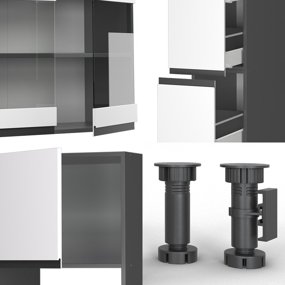 Vicco Küchenzeile Küchenblock Einbauküche R-Line J-Shape Anthrazit Weiß 350 cm modern Küchenschränke Küchenmöbel