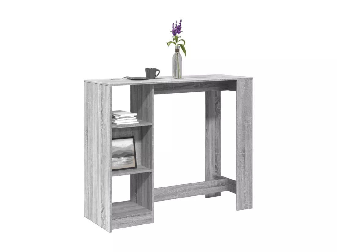 Table de bar avec étagère sonoma gris bois d'ingénierie
