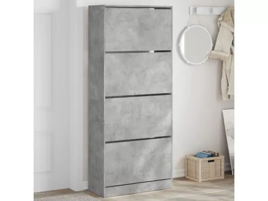 Armoire à chaussures 4 tiroirs rabattables gris béton